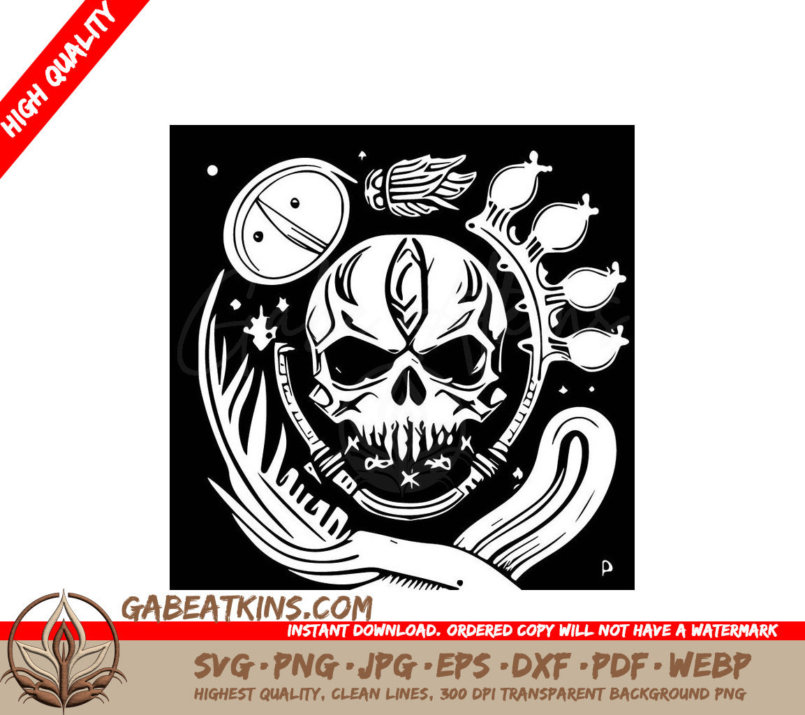Pirate Skull with Letter P SVG - Drawing SVG