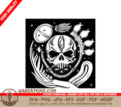 Pirate Skull with Letter P SVG - Drawing SVG