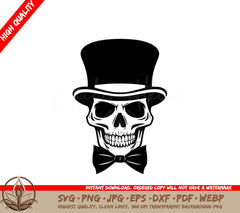 A Skull Wearing A Top Hat And Bow Tie