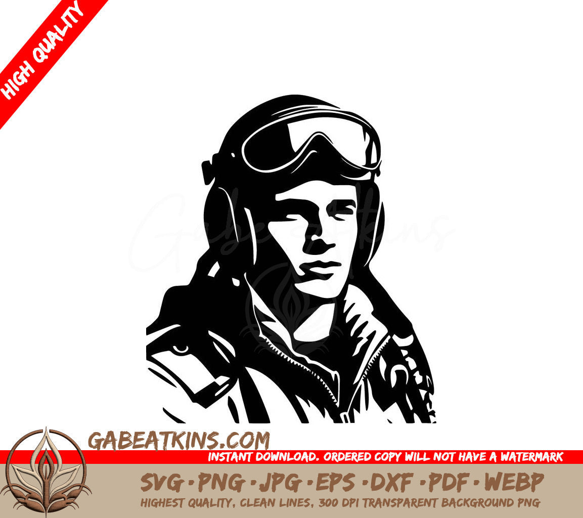 A Man Wearing A Helmet And Goggles SVG - Sky Captain SVG