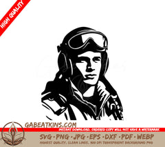 A Man Wearing A Helmet And Goggles SVG - Sky Captain SVG