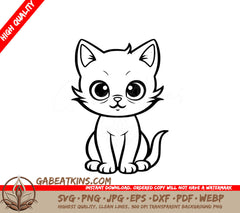 A Cat With Big Eyes SVG - Sly Feline SVG