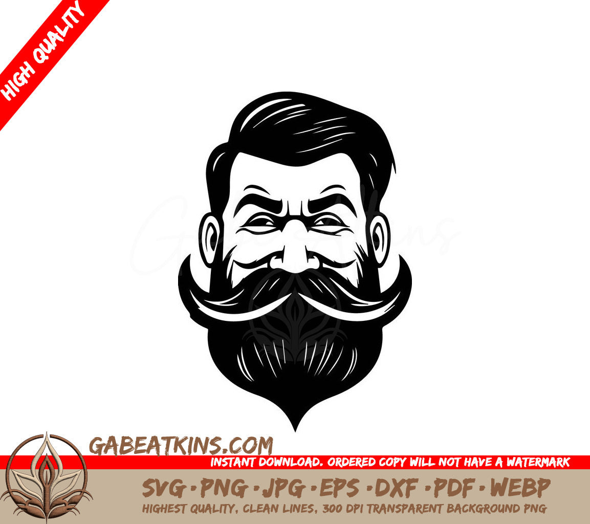 Smiling Bluebeard Man with Beard and Mustache SVG SVG