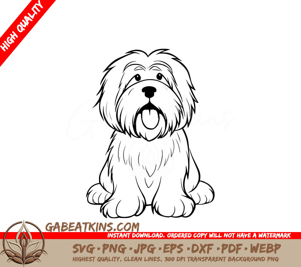 A Small Dog With Its Tongue Out SVG - Smiling Bearded Collie SVG