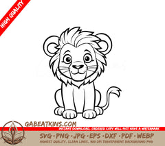 A Lion Cub Sitting Down SVG - Smiling Lion SVG