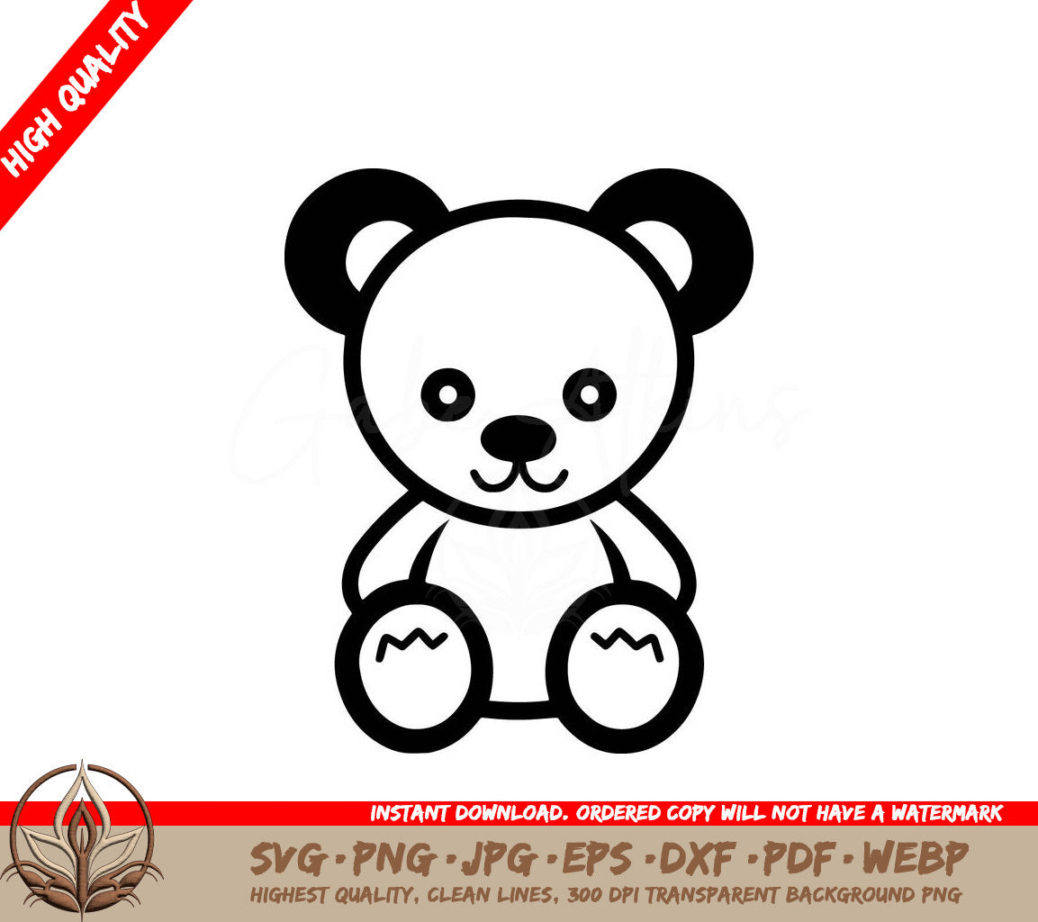 A Black And White Drawing Of A Teddy Bear On A White Background