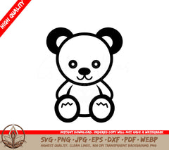 A Black And White Drawing Of A Teddy Bear On A White Background