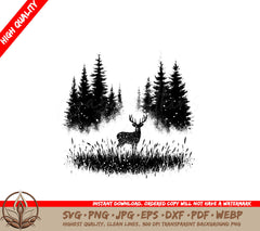 Snow-Kissed Deer Meadow SVG PNG JPG AI PDF DXF EPS WebP Digital Download