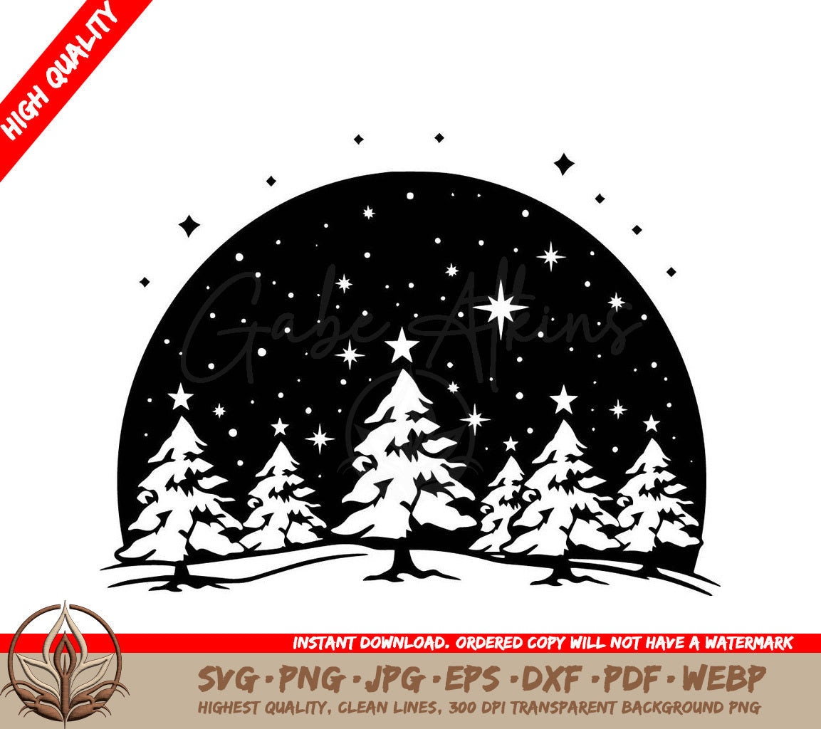 Snow Covered Trees Digital Design in Multiple File Formats (SVG, PNG, JPG, AI, PDF, DXF, EPS, WebP)