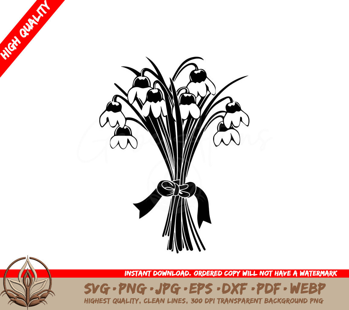 Snowdrop Bouquet - Digital Download (SVG, PNG, JPG, AI, PDF, DXF, EPS, WebP)