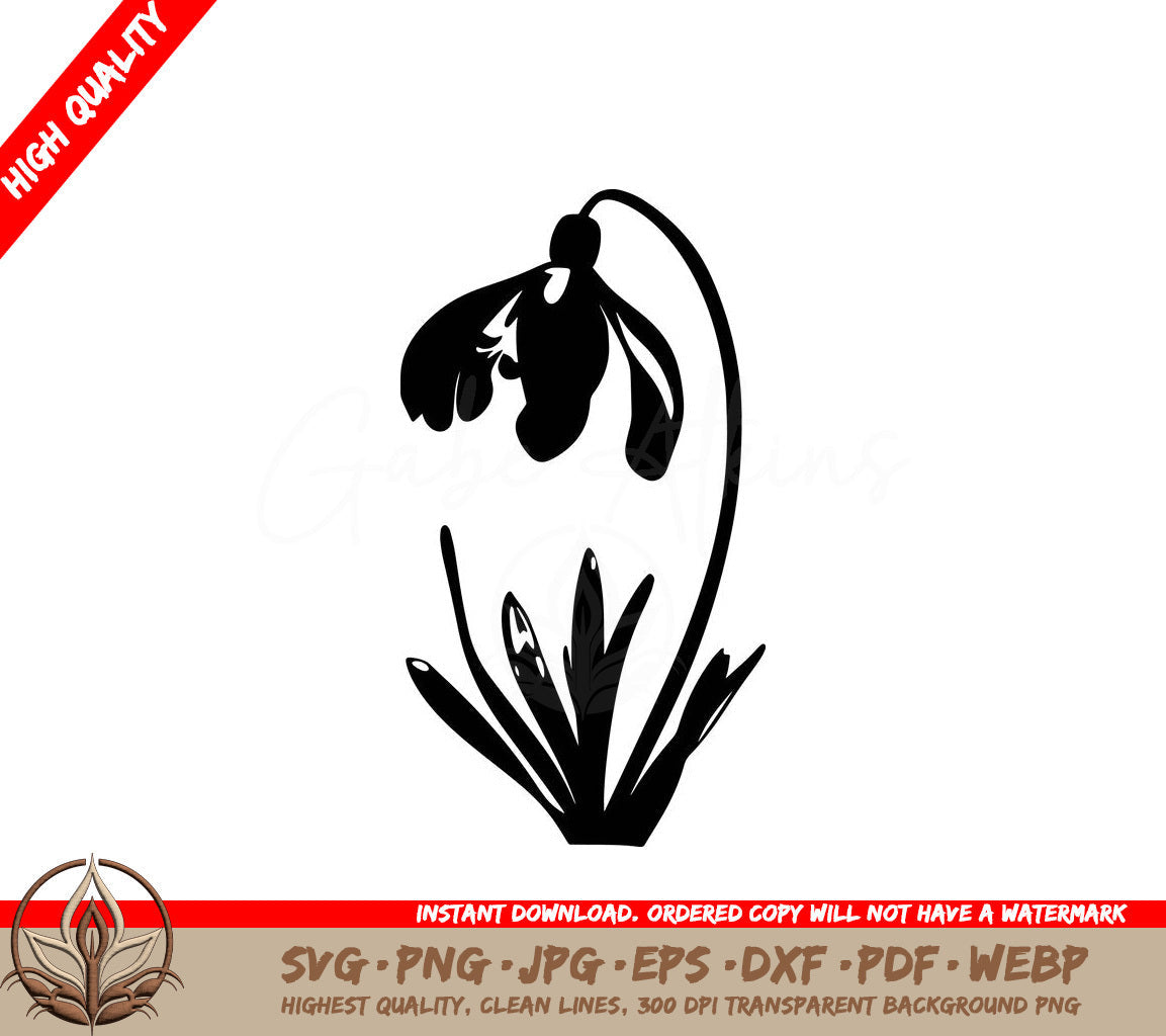 Snowdrop Plant Digital Design File in Multiple Formats