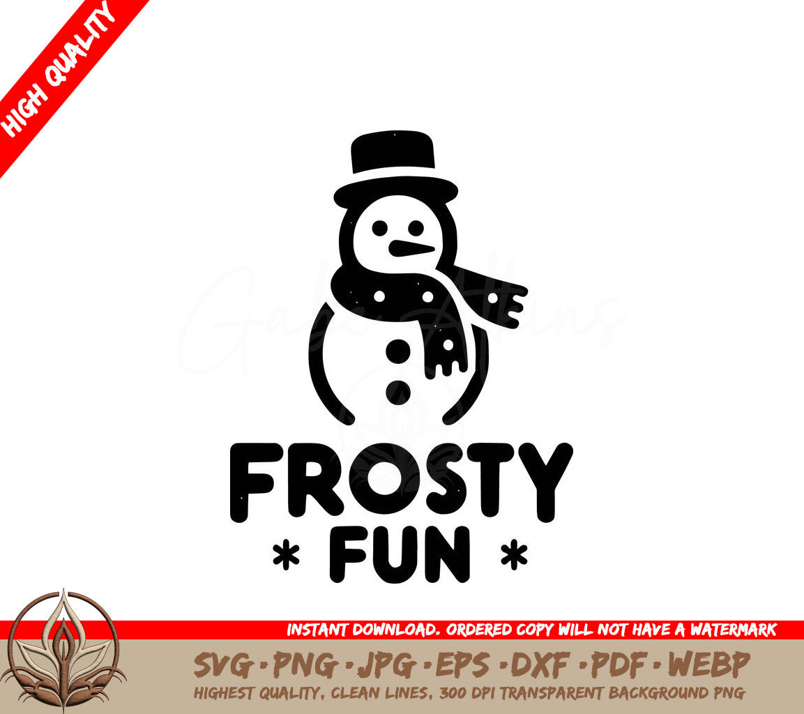 Snowman Fun Digital Design File for Cricut, Silhouette, and More (SVG, PNG, JPG, AI, PDF, DXF, EPS, WebP)