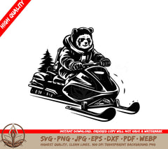 Snowmobile Bear Digital Design File in Multiple Formats