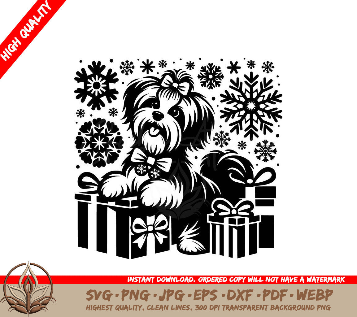 Snowy Christmas Havanese - Digital Design File (SVG, PNG, JPG, AI, PDF, DXF, EPS, WebP)