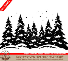 Snowy Forest Grove: Digital Design Cut File in Multiple Formats