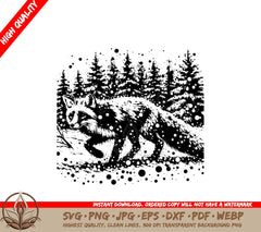 Snowy Fox Stroll Digital Design Cut File SVG
