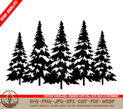 Snowy Grove Digital Design Files (SVG, PNG, JPG, AI, PDF, DXF, EPS, WebP)