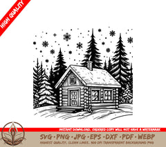 Snowy Serenity: Multi-Format Digital Design File (SVG, PNG, JPG, AI, PDF, DXF, EPS, WebP)