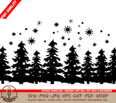 Snowy Winter Forest Digital Design File - SVG PNG JPG AI PDF DXF EPS WebP Formats