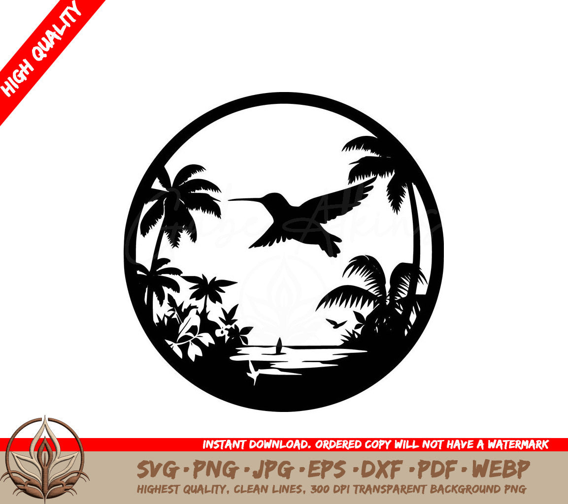 Soaring Tropical Hummingbird: Digital Design File (SVG, PNG, JPG, AI, PDF, DXF, EPS, WebP)