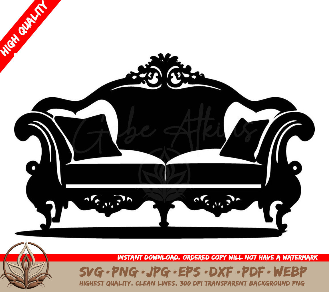 Sofa Digital Design Cut File for Cricut, Silhouette and other cutting machines (SVG, PNG, JPG, AI, PDF, DXF, EPS and WebP)