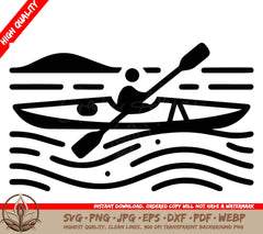 Solo Kayak Journey: Digital Design File (SVG, PNG, JPG, AI, PDF, DXF, EPS, WebP)