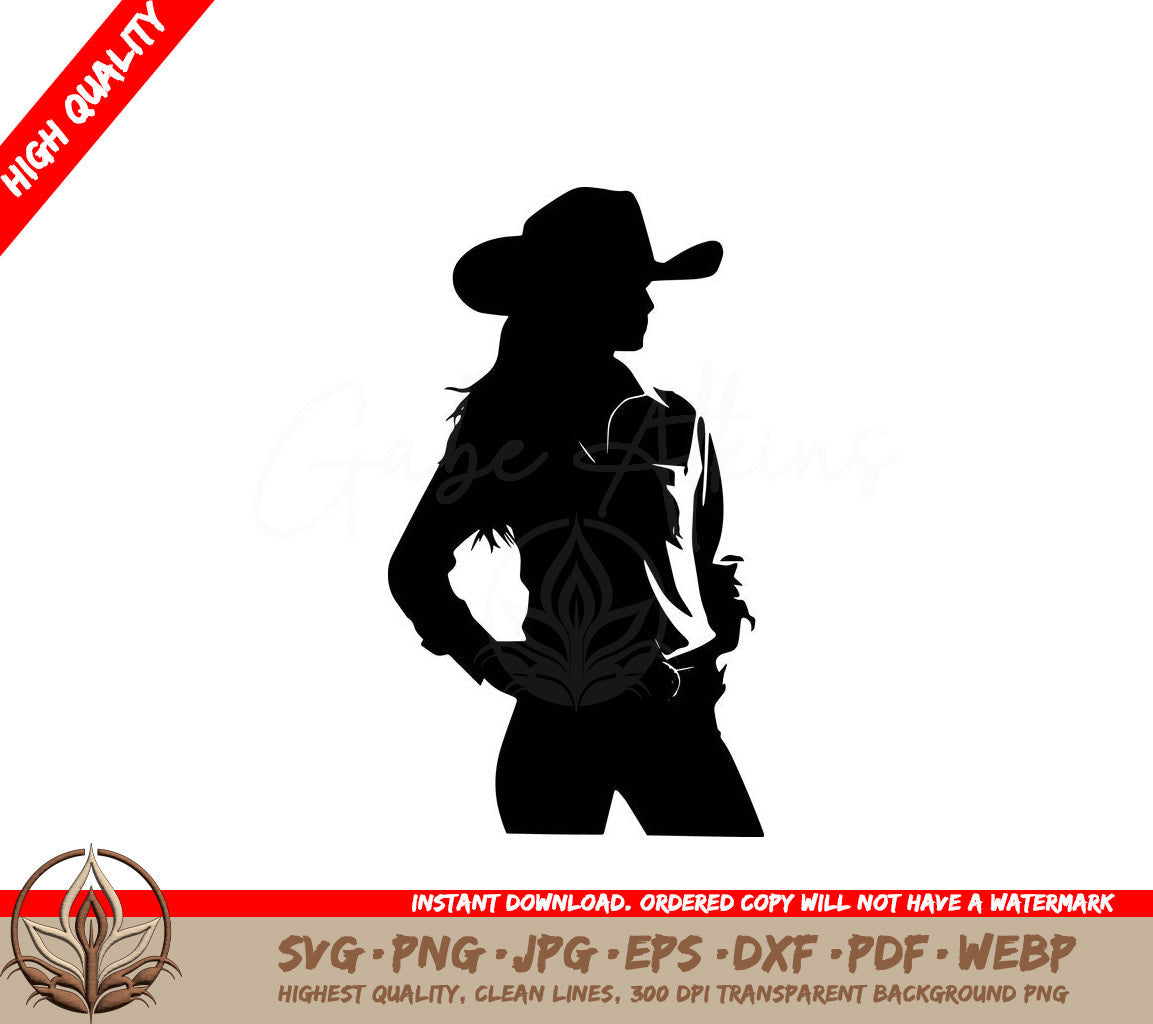 Southern Girl Silhouette Digital Design File (SVG, PNG, JPG, AI, PDF, DXF, EPS, WebP)