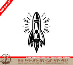 Space Rocket Digital Design File (SVG, PNG, JPG, AI, PDF, DXF, EPS, WebP)