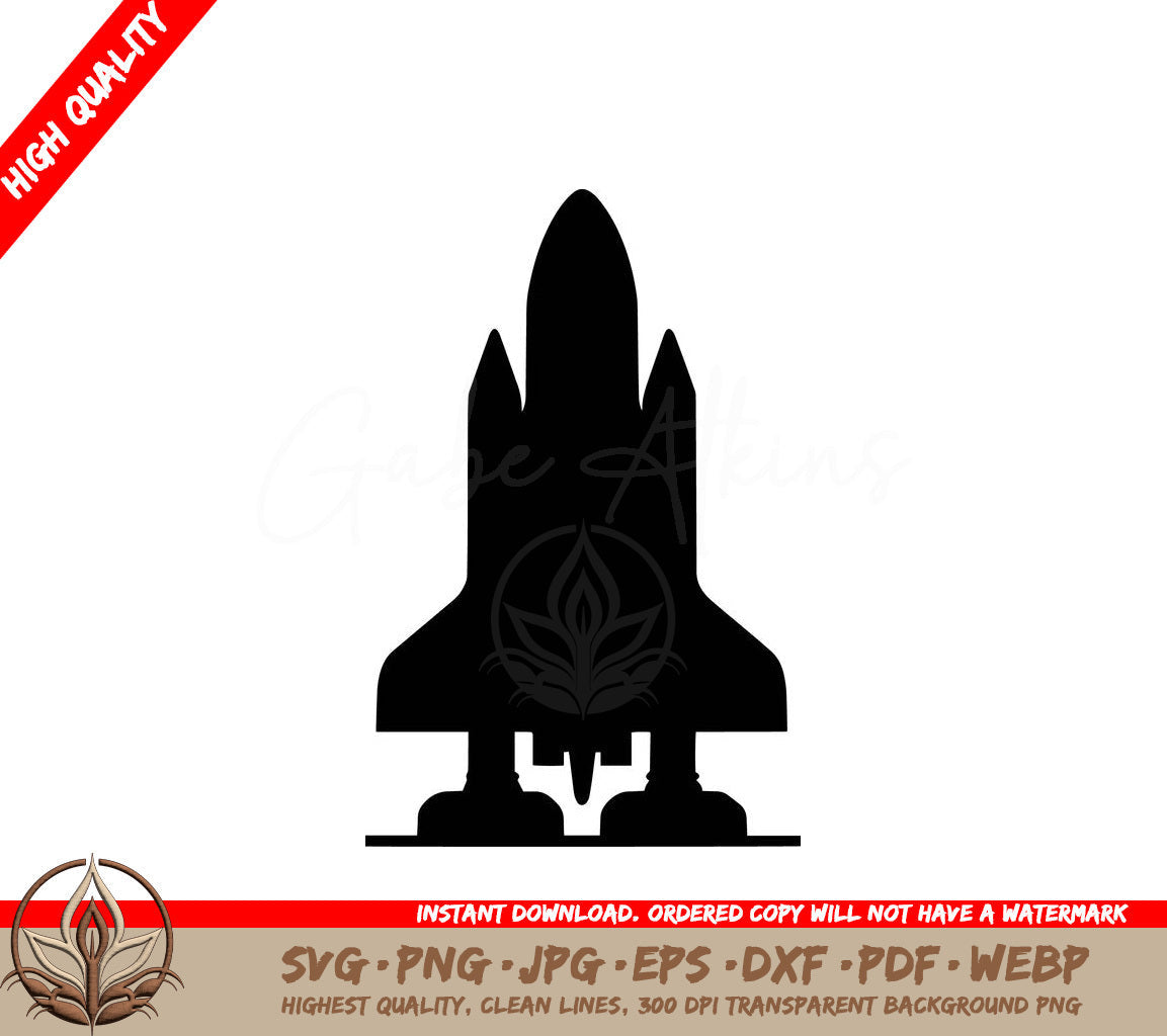 Space Shuttle Silhouette - Digital Download in SVG, PNG, JPG, AI, PDF, DXF, EPS, and WebP Formats