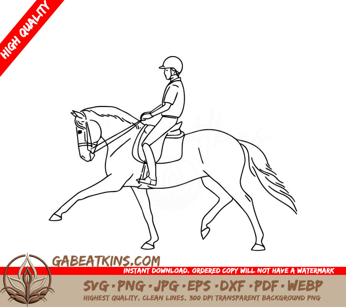 A Man Riding A Horse SVG - Spanish horse and rider outline illustration SVG