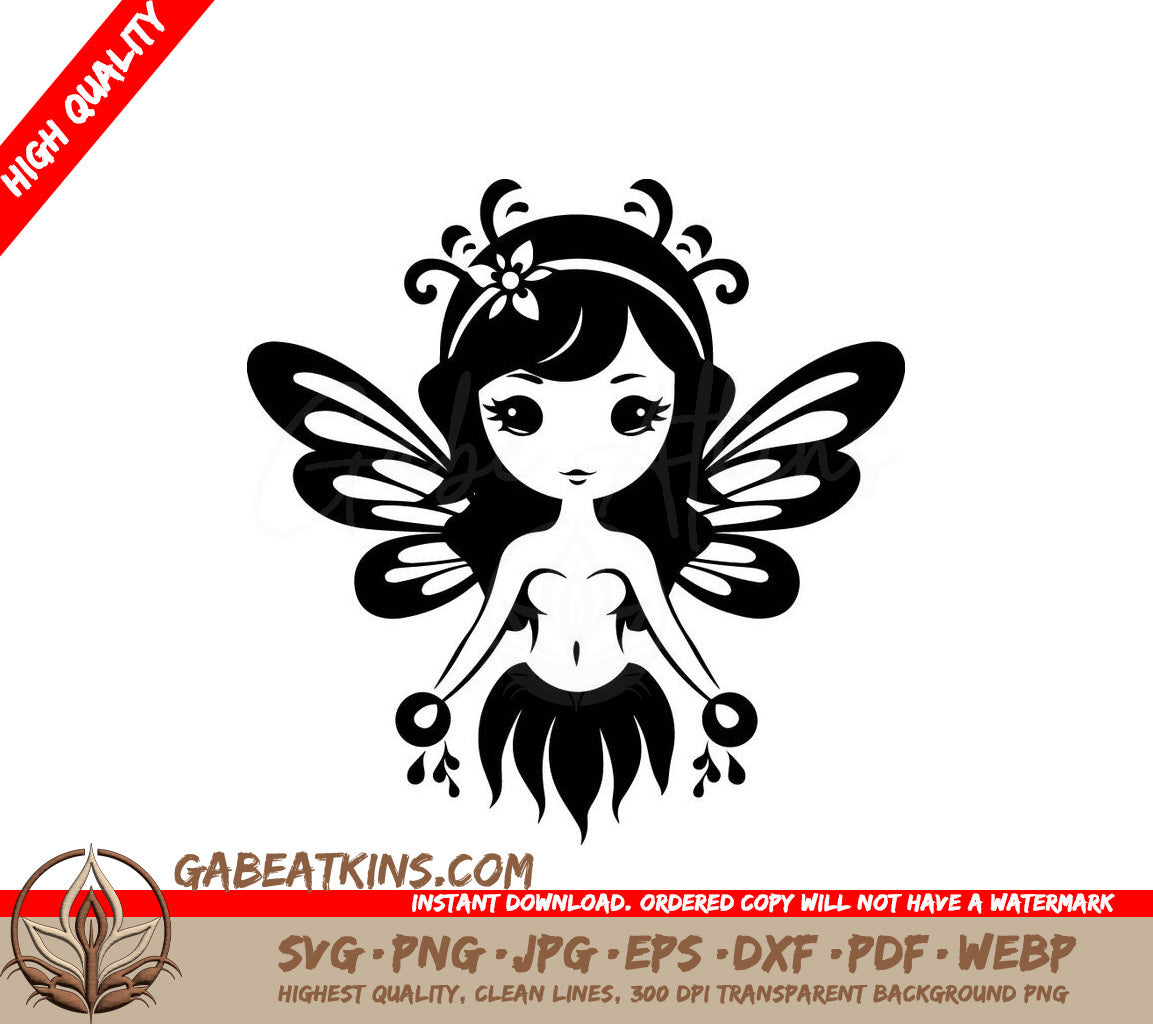Fairy with Butterfly Wings SVG - Cute Cartoon Vector Design SVG