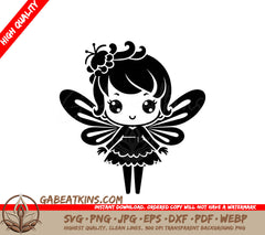 Fairy with Flower SVG - Cute Cartoon Vector Design SVG