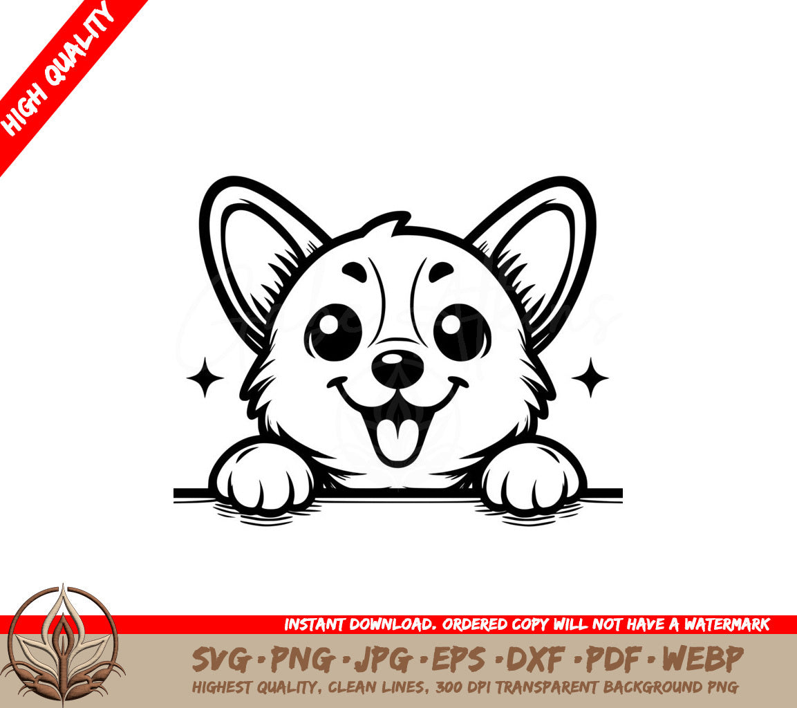 Sparkling Peekaboo Corgi SVG