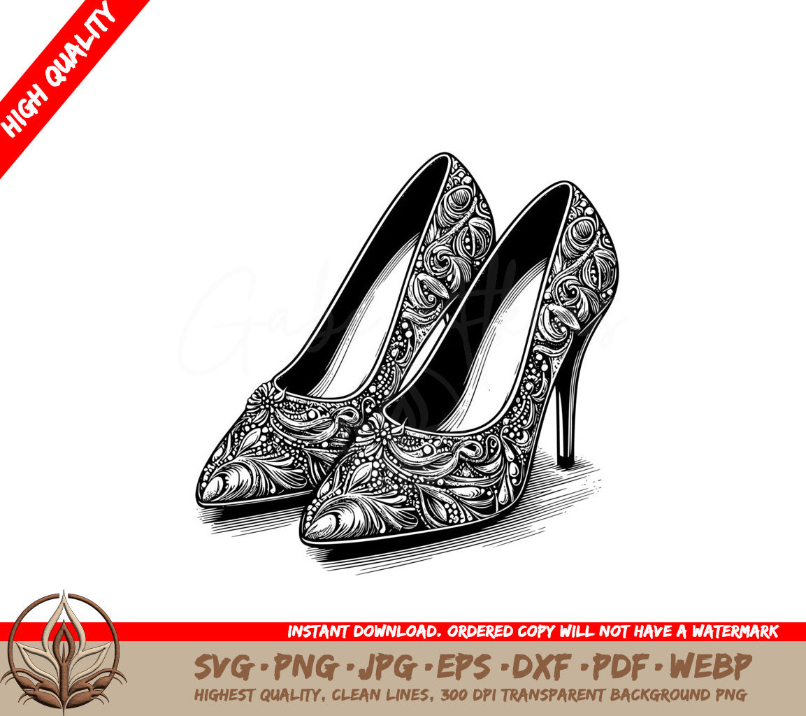 Sparkly Pattern Heels Digital Design Cut File SVG