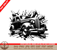 Speedy Vintage Car: Digital Design File (SVG, PNG, JPG, AI, PDF, DXF, EPS, WebP)