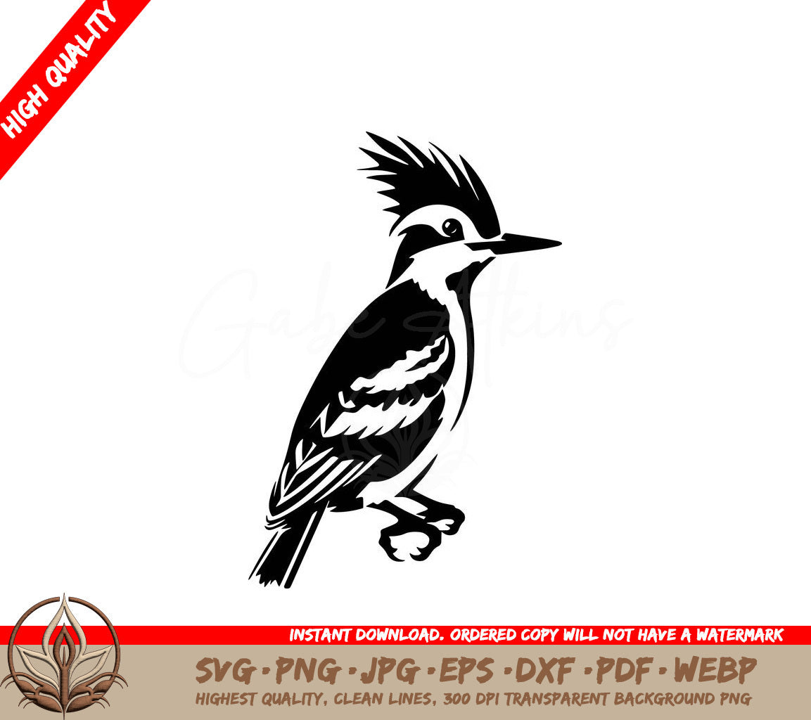 Spikey Haired Woodpecker Digital Design in Multiple File Formats