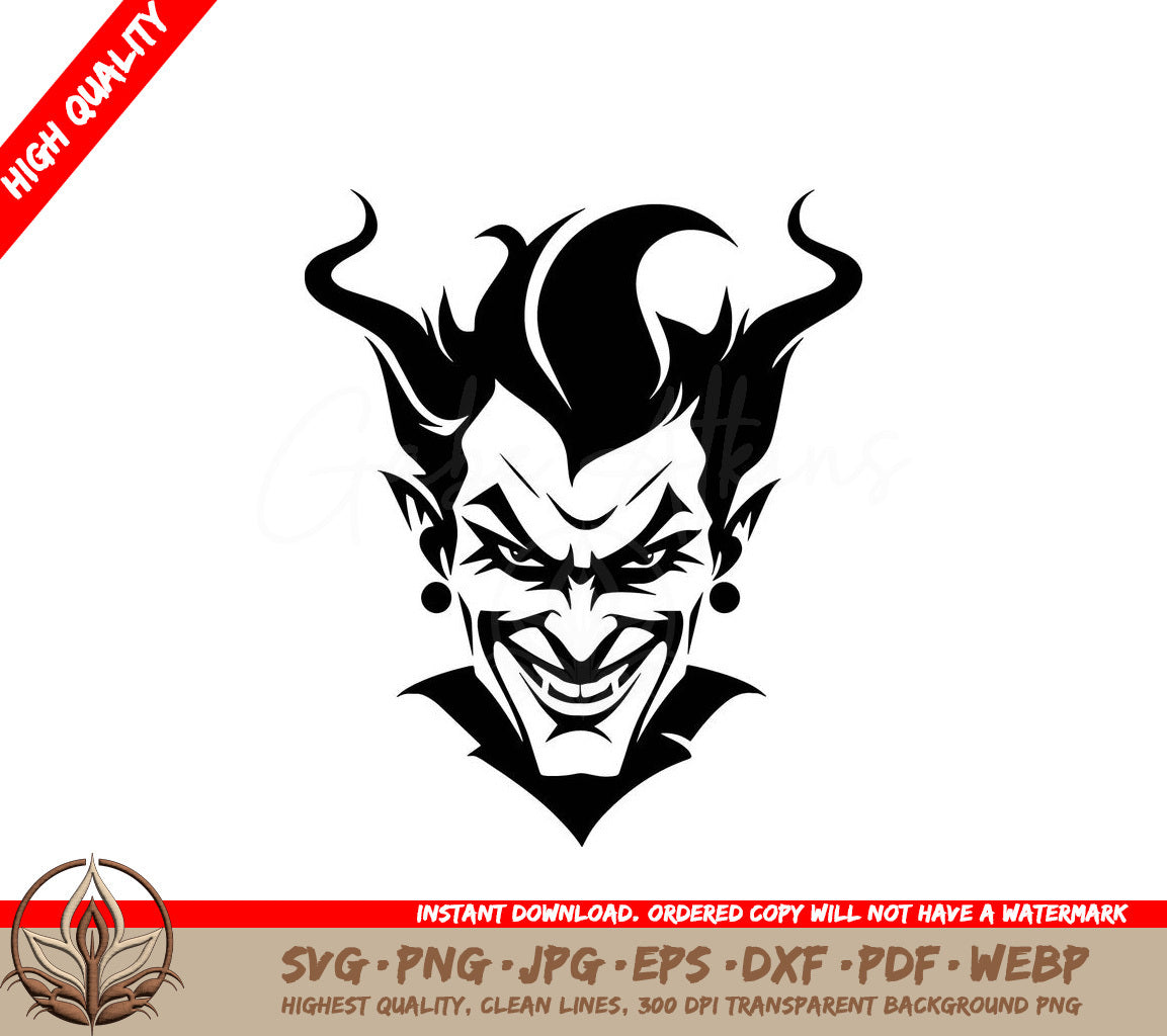 Spiky Haired Jester Digital Design in SVG, PNG, JPG, AI, PDF, DXF, EPS and WebP Formats