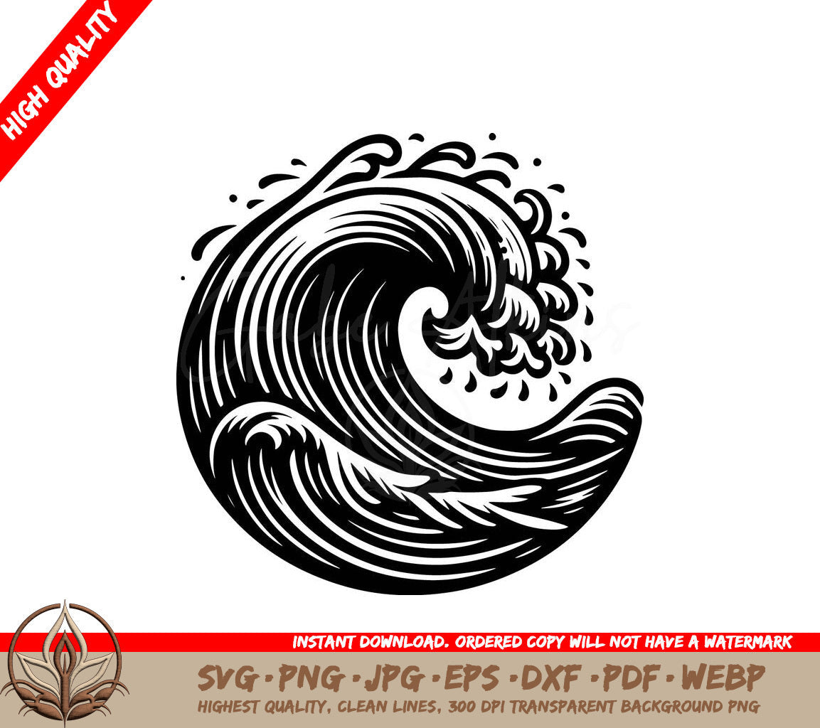Spiraling Wave Digital Design - SVG, PNG, JPG, AI, PDF, DXF, EPS and WebP File Formats