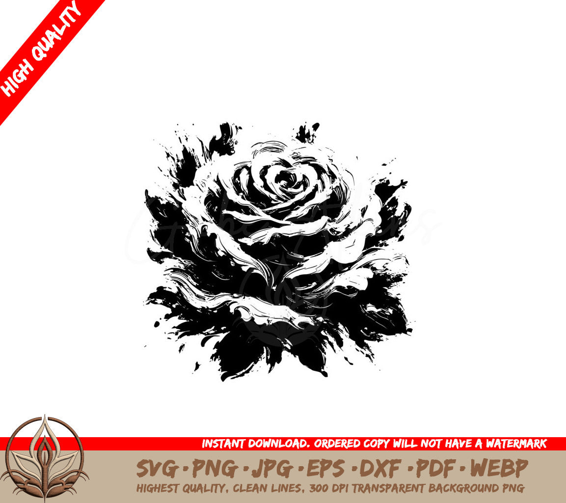 Splash-Draped Rose SVG Cut File