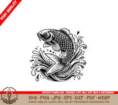 Splashing Koi Fish SVG Cut File -- Digital Download