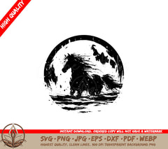 Splashing Moonlit Stallion SVG Cut File