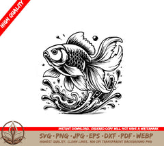 Splashy Goldfish - Digital Download SVG