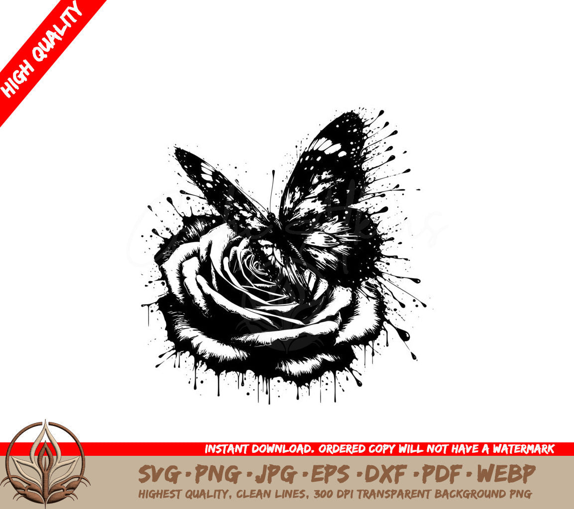 Splattered Rose Wings SVG
