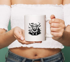 Spooky Highland Cow & Bats Halloween SVG - Drawing SVG