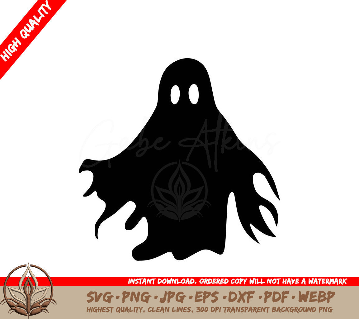 Spooky Ghost: Multi-Format Digital Design File (SVG, PNG, JPG, AI, PDF, DXF, EPS, WebP)