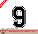 White Outline Number 9 SVG SVG