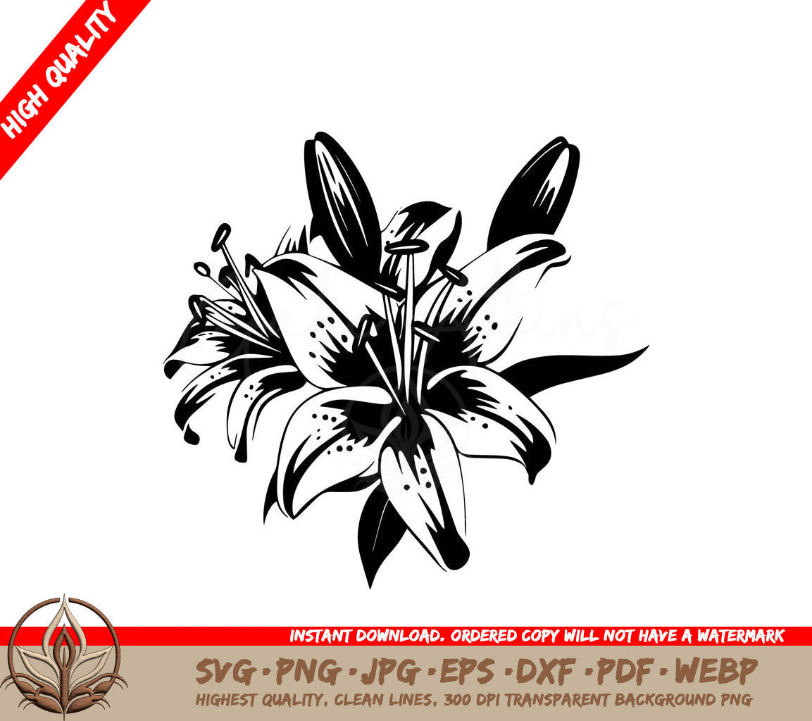 Spring Lily Digital Design - SVG, PNG, JPG, AI, PDF, DXF, EPS WebP Formats