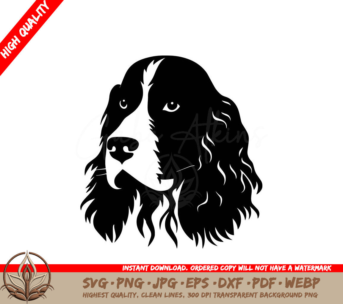 Springer Spaniel Portrait - Digital Download (SVG, PNG, JPG, AI, PDF, DXF, EPS, WebP)