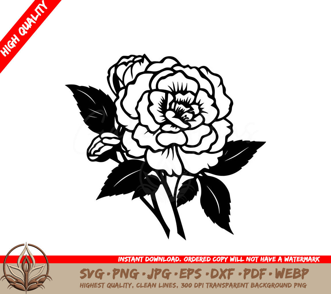 Springtime Camellia Digital Design in Multiple File Formats