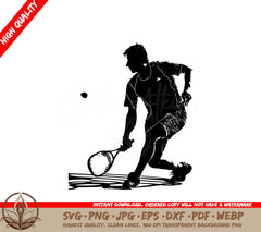 Squash Player - Digital Download (SVG, PNG, JPG, AI, PDF, DXF, EPS, WebP)